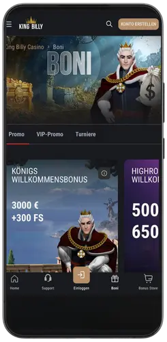 Pick your bonus on promotions page King Billy